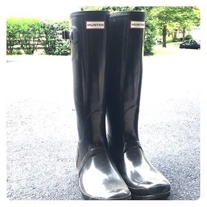 Hunter Black Original Gloss Tall rain boots